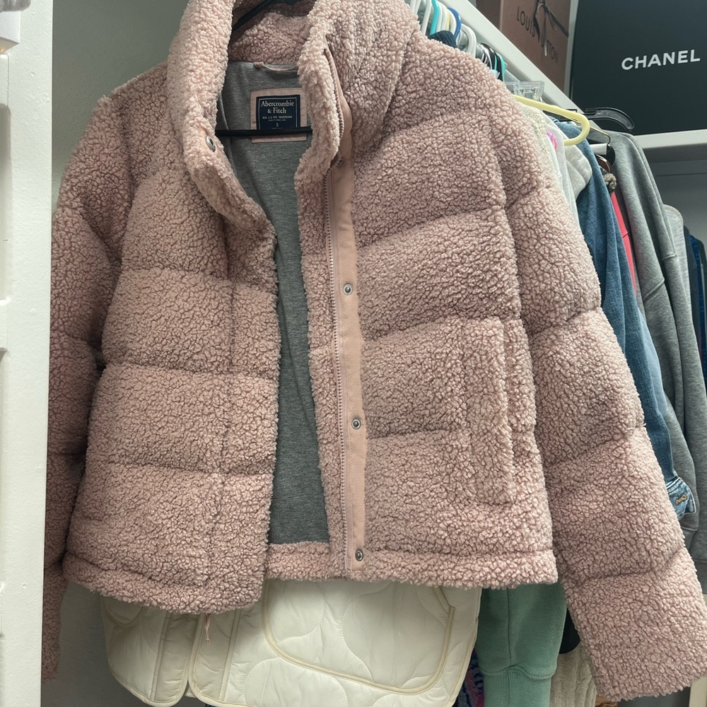 Abercrombie Pink Sherpa Puffer Jacket
